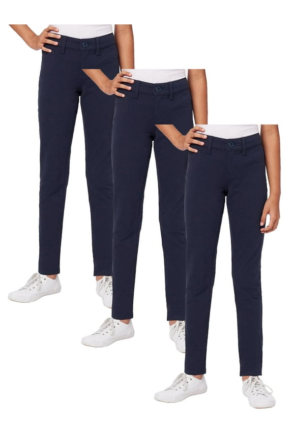 3-Pack Girl's Stretch Pencil Skinny Uniform Pants
