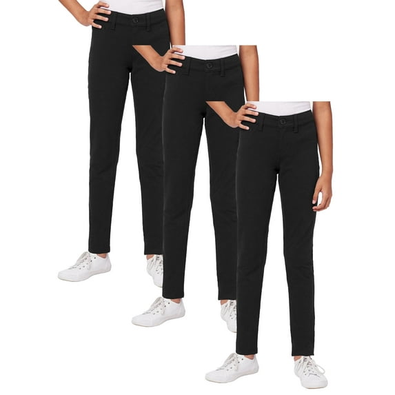 3-Pack Girl's Stretch Pencil Skinny Uniform Pants
