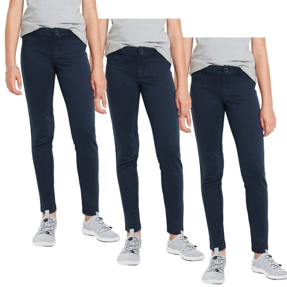 3-Pack Girl's Super Stretchy Slim Fit Ponte Pants (Sizes, 4-20)