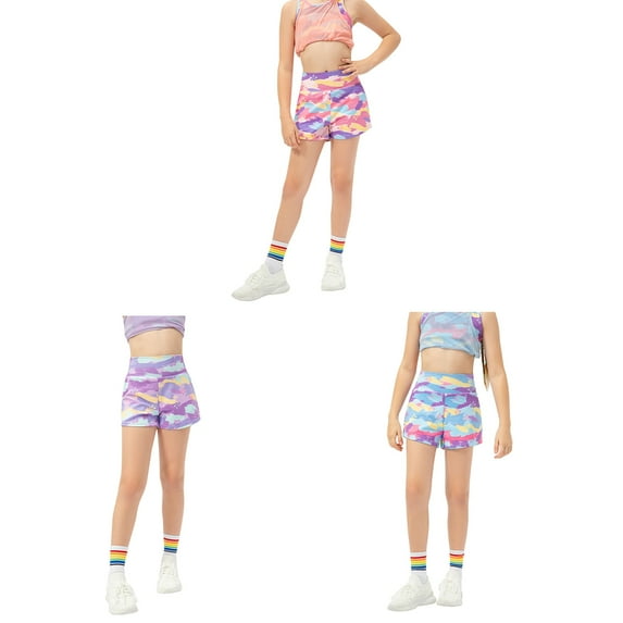3 Pack Girls Athletic Shorts Running Active Yoga Dance Sports Shorts 5-12Y