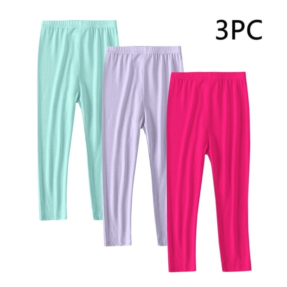 3 Pack Girls Basic Leggings Cotton Baby Girls' Leggings Soft Footless Stretchy Tights Pants Mint Green 4-5 Years