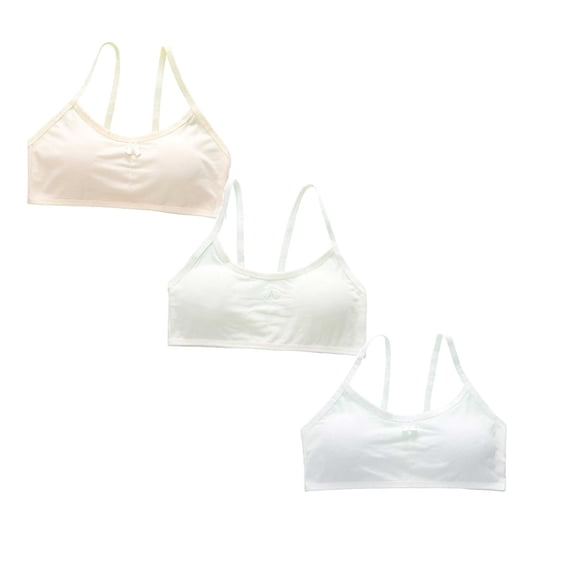 3 Pack Girls Bras Padded Ages 8 12 Sports Bras Spaghetti Straps Seamless Traing Bras Soft and Comfortable Cotton Underwear Camisole Bralettes 8-14 Years