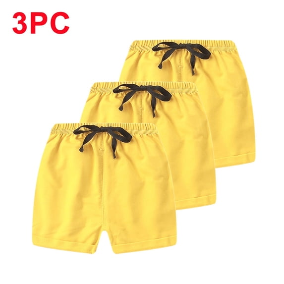 3-Pack Girls' Casual Shorts Elastic Waist Cotton Play Short Pants with Cute Bow Detail Stretchy Comfortable Summer Lounge Activewear Multipack Toddler Bottoms