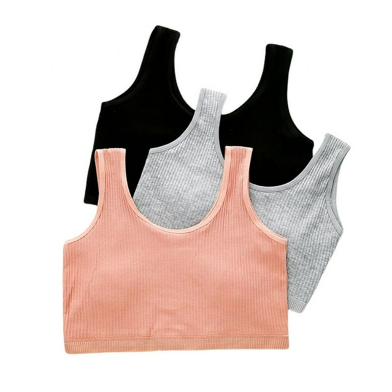 3 Pack Girls Cotton Cropped Bras Fit Girls Training Bras Girls Sports Bras  For Little Girls