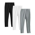 thumbnail image 1 of 3 Pack Girls Cotton Leggings Full Length Soft Stretchy Comfortable Footless Leggings Elastic Waist Loungewear Tights Pants Boys Sweatpants Multicolor 10Y, 1 of 9