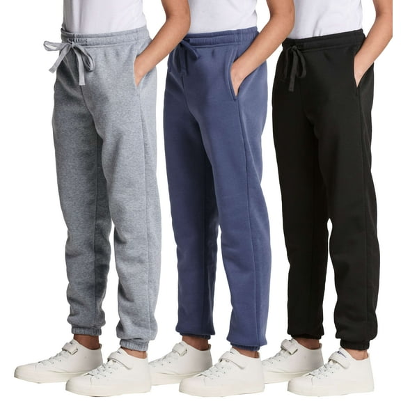 3 Pack: Girls' Fleece Joggers Soft Active Performance Casual Sweatpants(Ages 7-16)