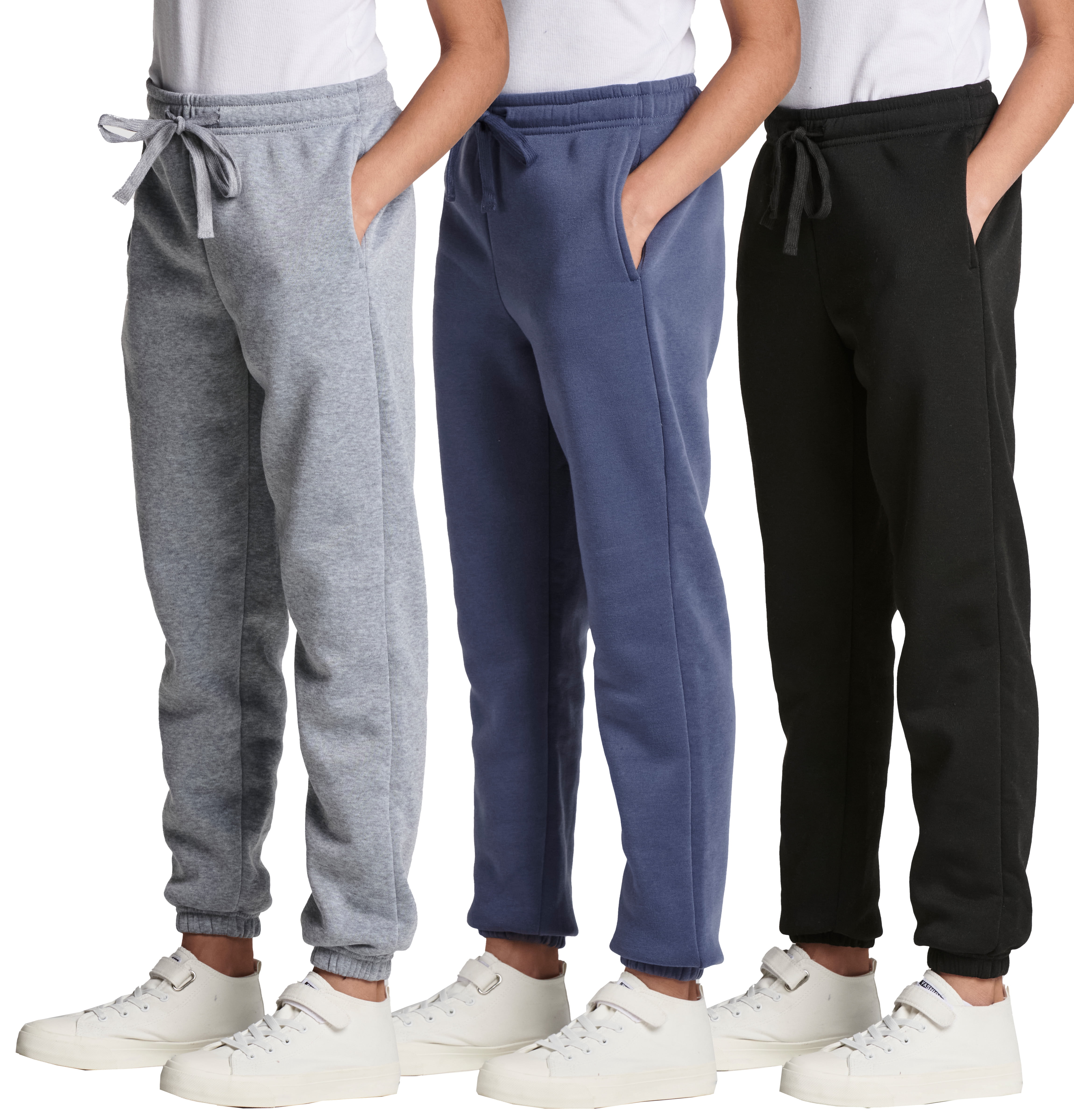 3 Pack: Girls' Fleece Joggers Soft Active Performance Casual Sweatpants ...
