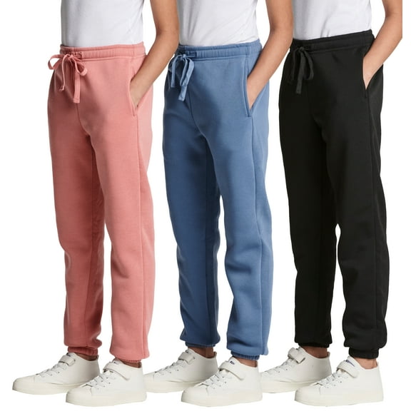 3 Pack: Girls' Fleece Joggers Soft Active Performance Casual Sweatpants(Ages 7-16)