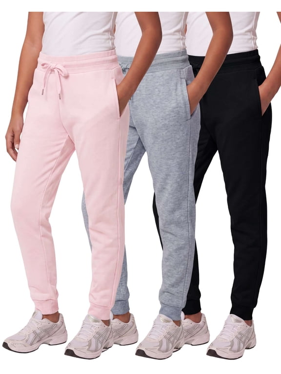 3 Pack: Girls' Fleece Joggers Soft Active Performance Casual Sweatpants(Ages 5-14)