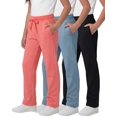 thumbnail image 1 of Real Essentials 3 Pack: Girls' Fleece Open Bottom Soft Athletic Performance Casual Sweatpants(Ages 7-16), 1 of 6