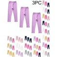 thumbnail image 1 of 3 Pack Girls Leggings Cotton Tights for Toddler Kids Soft Pants, 1 of 9