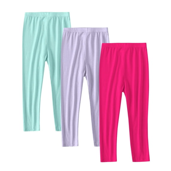 3 Pack Girls Leggings Solid Color Full Length Soft Comfortable Pants Breathable Stretchy Tights Legging Pants Mint Green 4 Years