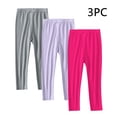 thumbnail image 1 of 3 Pack Girls Leggings Thick Cotton Leggings for Kids Full Length Pants Stretchy Purple 2-3 Years, 1 of 7
