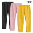 thumbnail image 1 of 3 Pack Girls Leggings Toddler Leggings for Girls Cotton Comfortable Stretchy Pants Kids Soft Pull On Tights Yellow 5-6 Years, 1 of 7