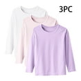 thumbnail image 1 of 3 Pack Girls Long Sleeve Shirt Athletic Active Crew Neck T-Shirt Soft Activewear Shirts for Youth Teens Girls, 1 of 7