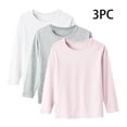thumbnail image 1 of 3 Pack Girls Long Sleeve Shirts Cotton T-Shirts Kids Crewneck Basic Plain Tees Tops for Teen Girls, 1 of 7