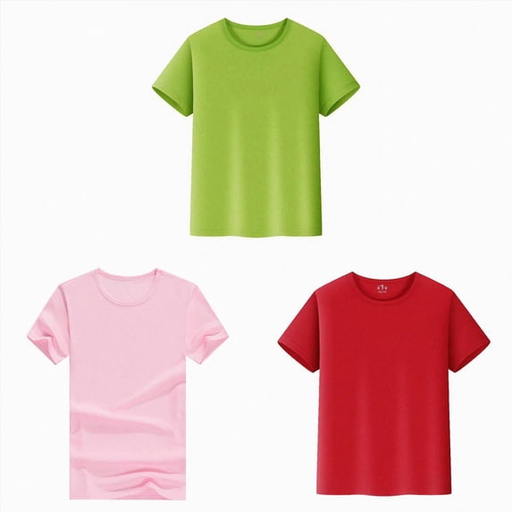 3 Pack Girls Shirts Short Sleeve Shirts for Girls Kids Youth T Shirts Clothes Tops Summer for Toddler(2T-14Y) Summer Outfits for Boys
