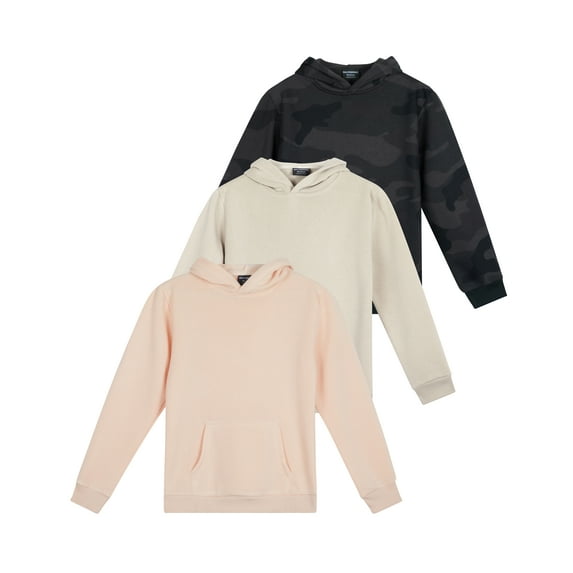 3 Pack: Girls' Soft Brushed Fleece Pullover Hoodie Sweatshirt With Kangaroo Pocket (Ages 7-16)