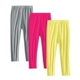 thumbnail image 1 of 3 Pack Girls Soft Cotton Leggings Soft Comfortable Stretchy Leggings Elastic Waisted Solid Color Footless Tights Pants Girl's Trousers Pants Yellow 8Y, 1 of 9