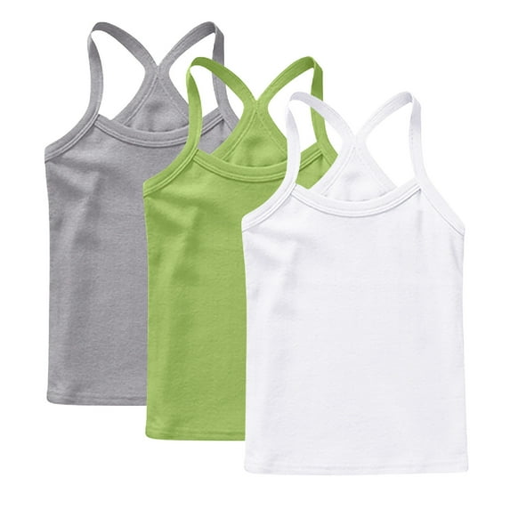 3 Pack Girls Tank Tops Racerback Solid Sleeveless Undershirts Cami Soft Dance Tees Toddlers Kids Dancewear (12 Years, 3PC-B)