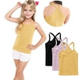 thumbnail image 1 of 3 Pack Girls Tank Tops Racerback Solid Sleeveless Undershirts Cami Soft Dance Tees Toddlers Kids Dancewear (3 Years, 3PC-M), 1 of 7