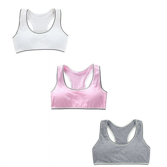 3 Pack Girls Training Bra Bralette, SILVERCELL Teens Girl Casual Wireless Padded Bra Racerback Vest Sports Bra 8-16 Years