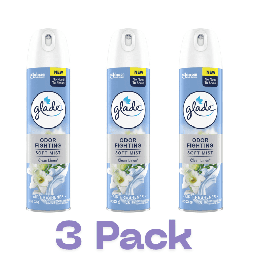 3-Pack Glade Odor Fighting Soft Mist Air Freshener Room Spray, Clean Linen, 8.0oz