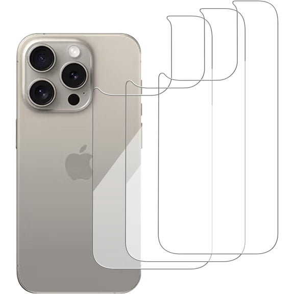 3 Pack Glass Back Screen Protector Compatible for iPhone 15 Pro/iPhone 14 Pro [6.1 Inch] [9H Hardness]-HD Back Tempered Glass, Scratch Resistant,Easy Installrear glass protector