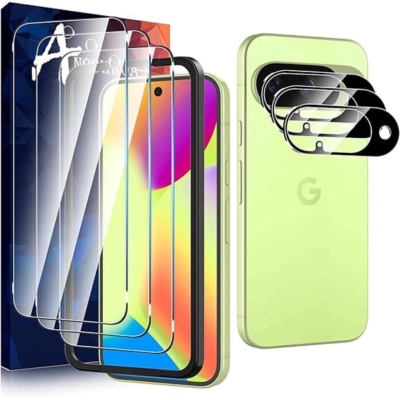 3 Pack Glass Screen Protector for Google Pixel 10 + 3 Pack Google Pixel 10 Camera Lens Tempered Glass Protector 9H Hardness.Bubble-free.Support Fingerprint Unlock.Easy Installation