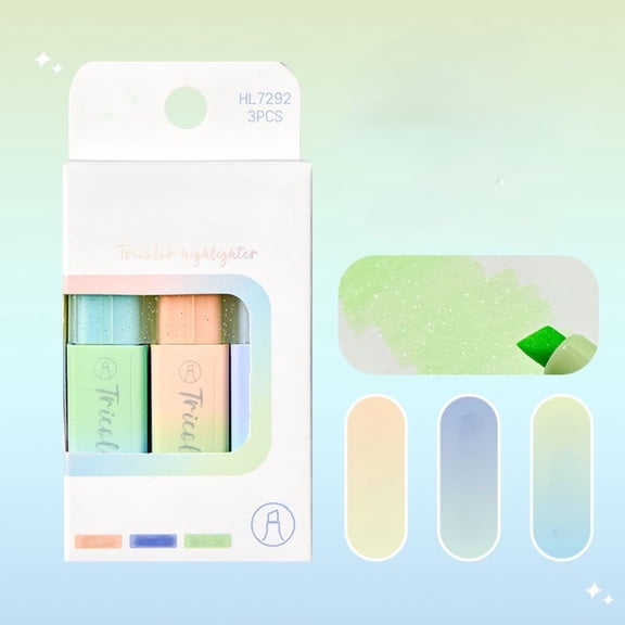 3 Pack Glitter Scented Pastel Color Highlighter Pens Chisel Tip for Journaling Notes Planning Bright Sparkling Ink with Fragrance Smooth Writing DIY Craft Stationery Set