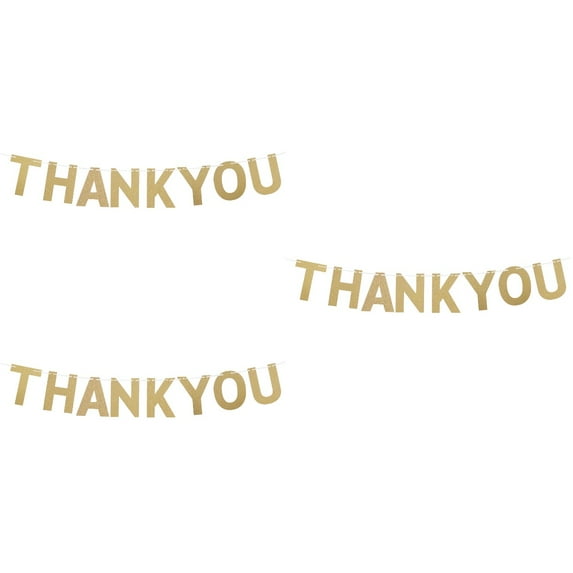 3 Pack Glitter Thank You Banner Brown and White Banner Golden