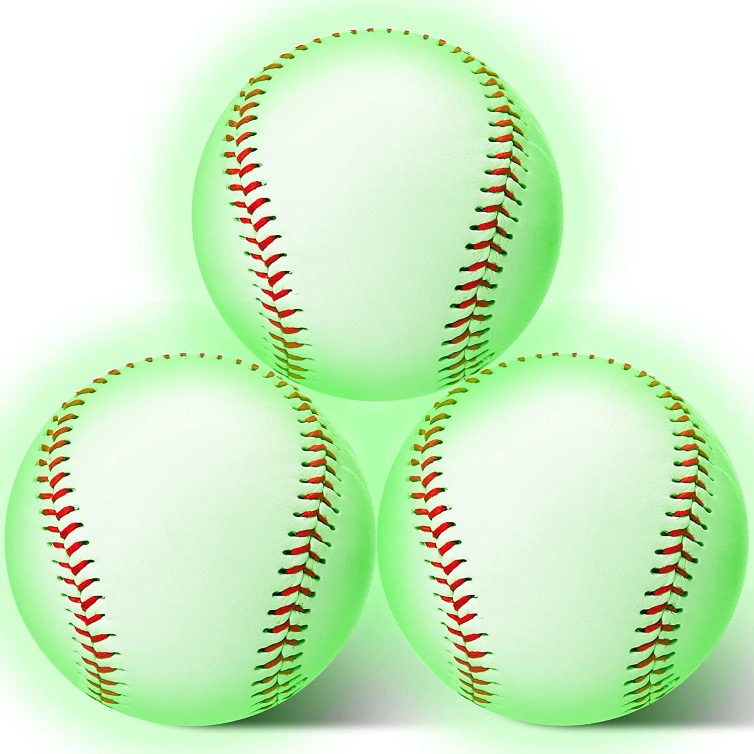 3 Pack Glow in The Dark Baseball Light up Baseball Glow Balls for Baseball Games Official Size Baseball Gift for Boys and Girls, Kids, and Baseball Fans Outdoor Activity Baseball Accessories