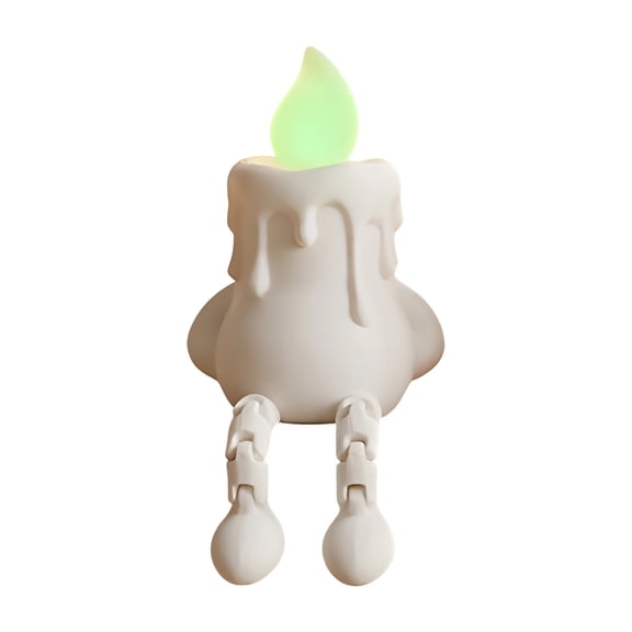 3 Pack Glow in Dark Candle Shaped Figurine with Movable Articulated Joint Legs Mini Plastic Desktop Ornament, Cute & Cozy Halloween Ghost Figurine Set, Resin Ghost Statue for Home, Mantel, Shelf