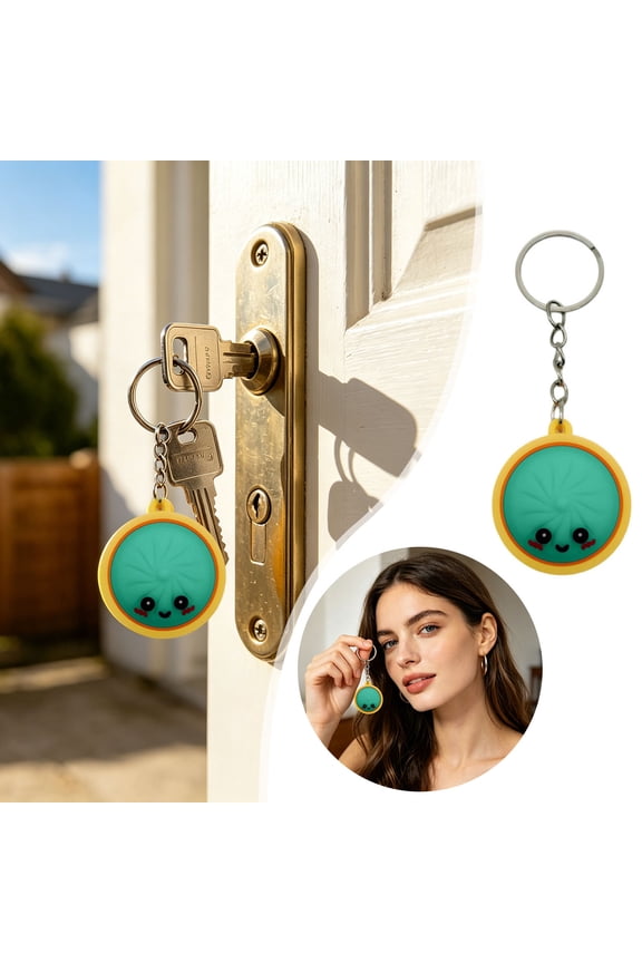 3-Pack Glowing Dumpling Keychain with Stress Clicker - Cute Anxiety Relief Fidget Toy for Adults - Portable Sensory Key Ring for Work, Travel & Home Focus(Green)