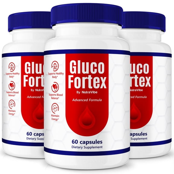 (3 Pack) Gluco Fortex Capsules - Premium GlucoFortex Pills to Maintain Overall Health, All Natural Blood Formula For Healthy and Stable Levels, GlucoFortex Blood Support Review (180 Capsules)