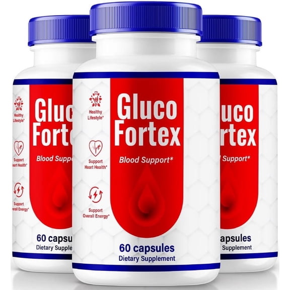 (3 Pack) Gluco Fortex Capsules - Premium GlucoFortex Pills to Maintain Overall Health, All Natural Blood Formula For Healthy and Stable Levels, GlucoFortex Blood Support Review (180 Capsules)