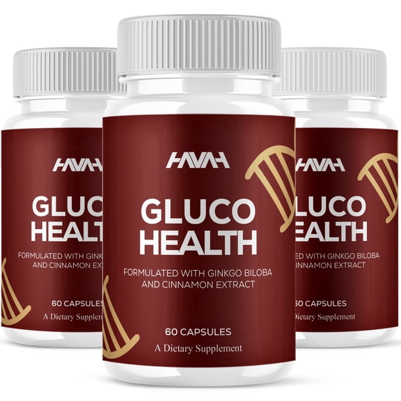 (3 Pack) Gluco Health Blood Support, GlucoHealth Formula (180 Capsules)