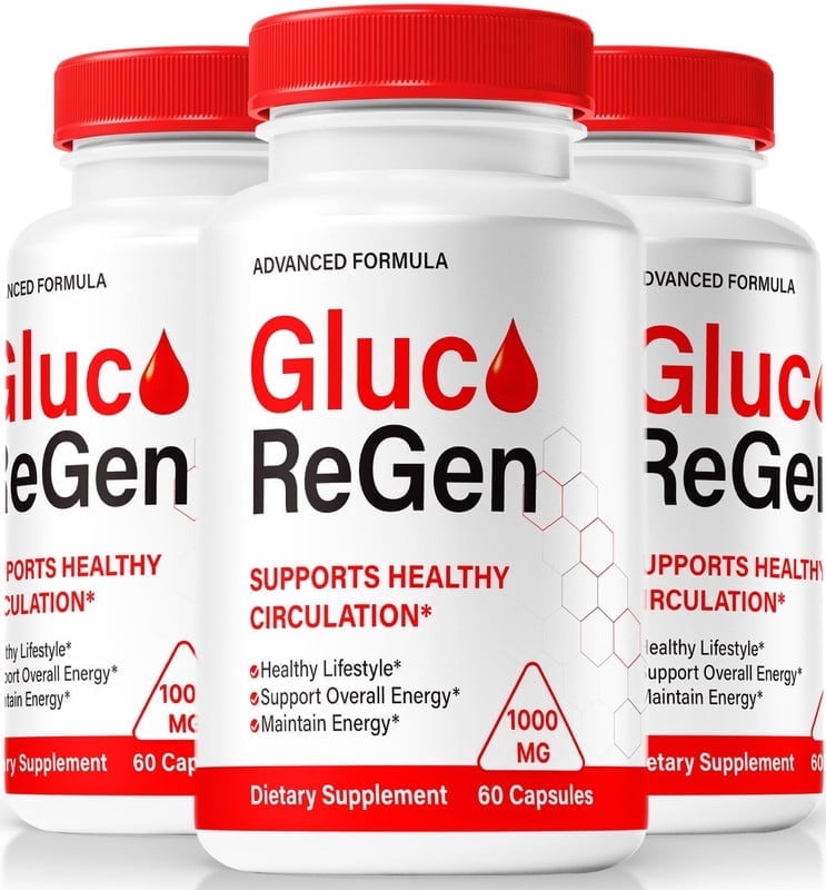 (3 Pack) Gluco Regen Capsules, Original GlucoRegen Formula - Naturally Supports Healthy Circulation, Stable Levels and Energizes the Body, Official Review (180 Capsules)