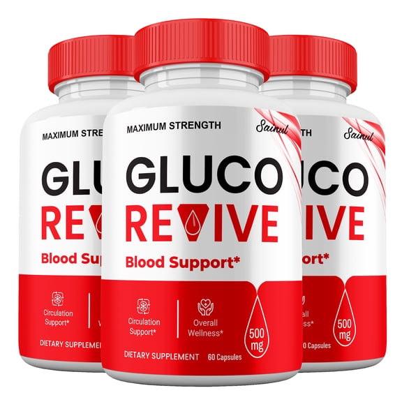 (3 Pack) Gluco Revive Capsules Maximum Strength Blood Health Supplement, Gluco Revive Pills, All Natural Formula, 3 Month Supply