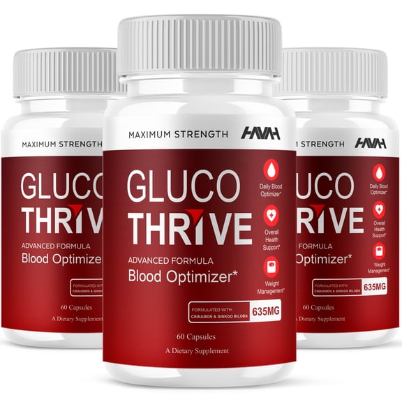 (3 Pack) Gluco Thrive Advanced Blood Support Capsules, GlucoThrive Maximum Strength Support Supplement (180 Capsules)