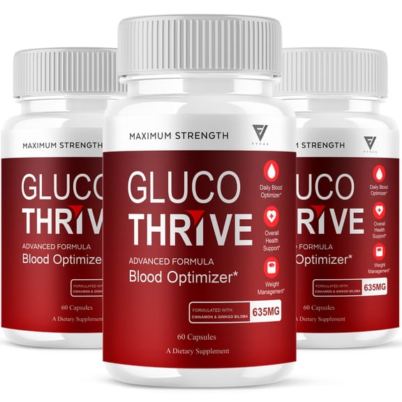 (3 Pack) Gluco Thrive Capsules, Gluco Thrive Advanced Formula (180 Capsules)