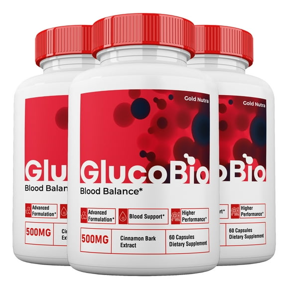(3 Pack) GlucoBio Blood Support Capsules, Maximum Strength Formula, GlucoBio Capsules Official Blood Support, 3 Month Supply