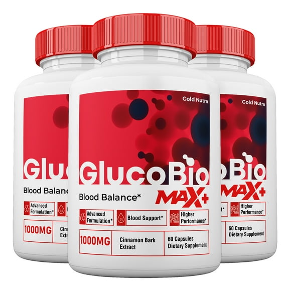 (3 Pack) GlucoBio Max + Blood Support Capsules, 2x Stronger Formula, GlucoBio Max+ Capsules Blood Support, 3 Month Supply