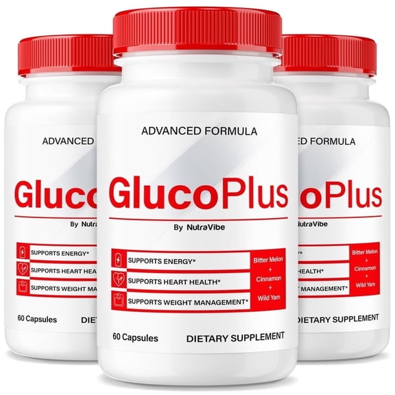 (3 Pack) GlucoPlus Capsules, Original GlucoPlus Health Formula - Naturally Supports Healthy Circulation, Stable Levels and Energizes the Body, Official Review (180 Capsules)