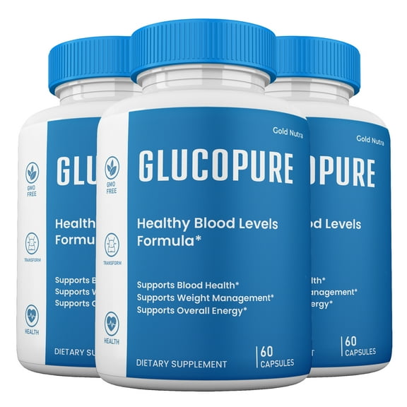 (3 Pack) GlucoPure Capsules Blood Support, GlucoPure Pills, All Natural Supplement GlucoPure Glycogen Capsules