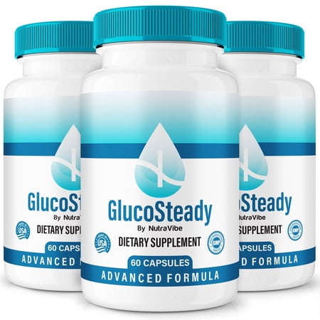 (3 Pack) GlucoSteady – Original Formula with a Clean Blend to Support Healthy Circulation, Natural Energy & Balanced Levels | Just 2 Easy-to-Swallow Pills Daily (180 Capsules)