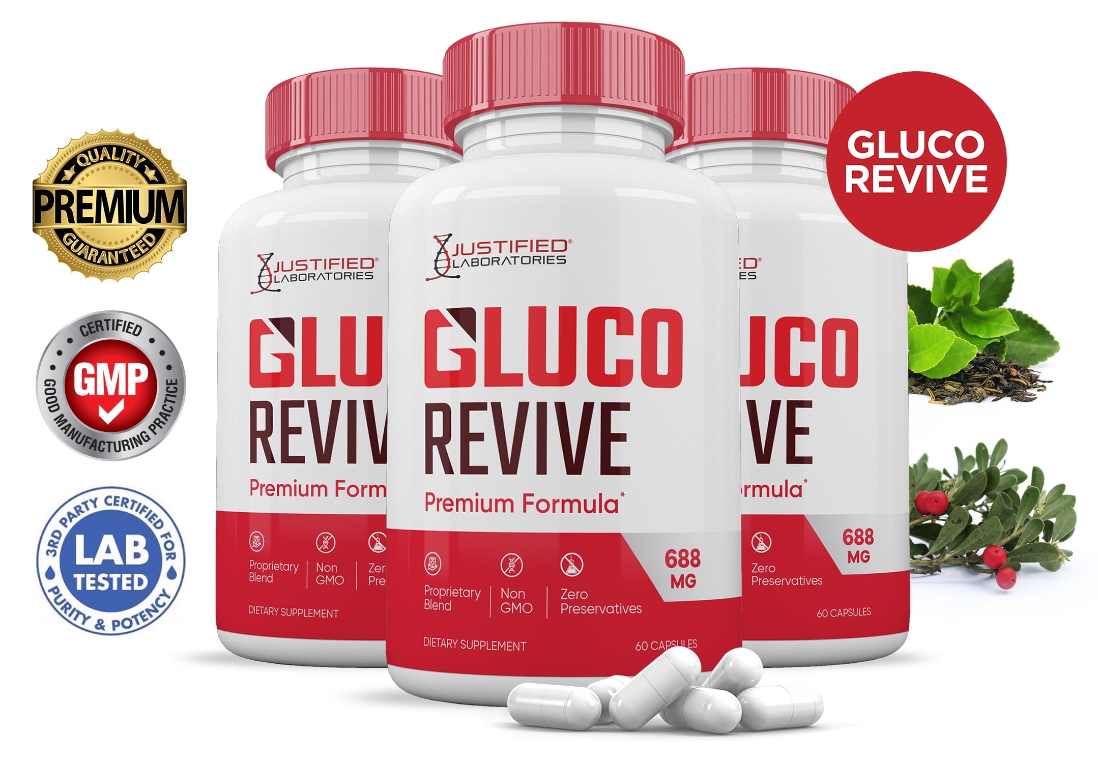 (3 Pack) Gluco Revive Premium Formula 688MG Glucorevive Glycogen - What Are The Ingredients In Gluco Revive