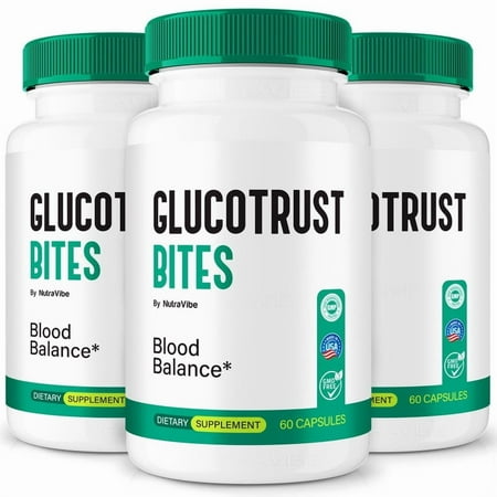 (3 Pack) Glucotrust Bites – Original Formula with a Clean Blend to Support Healthy Circulation, Natural Energy & Balanced Levels | Just 2 Easy-to-Swallow Pills (180 Capsules)