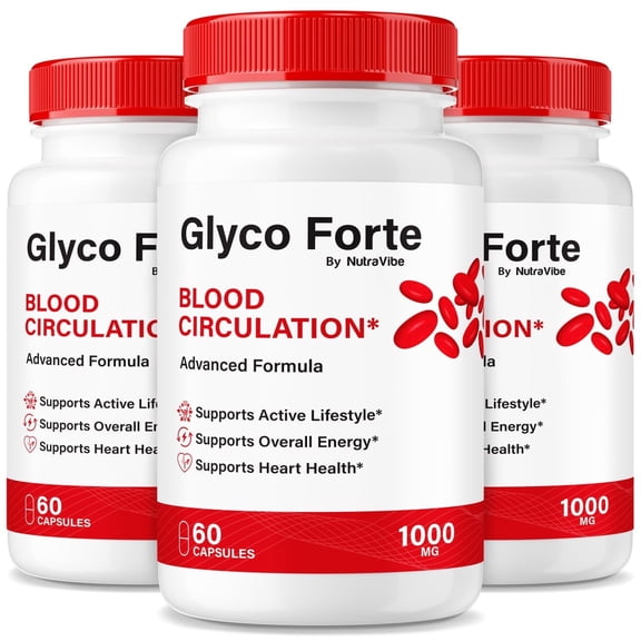 (3 Pack) Glyco Forte - Official All-Natural Blood Support Formula, Premium Pills to Support Healthy Lifestyle and Maintain Stable Levels, Blood Vessel Cleaner, GlycoForte Reviews (180 Capsules)