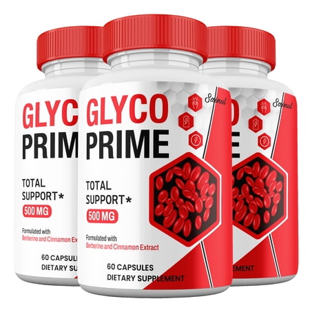 (3 Pack) Glyco Prime Capsules, All Natural Supplement, GlycoPrime Blood Optimizer Pills Premium Ingredients Max Strength